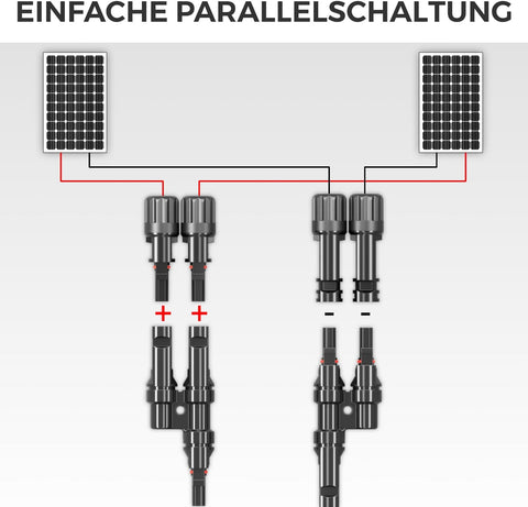 2-fach MC4 Solar-Abzweigverbinder – Parallelverbinder für 2 Solarmodule