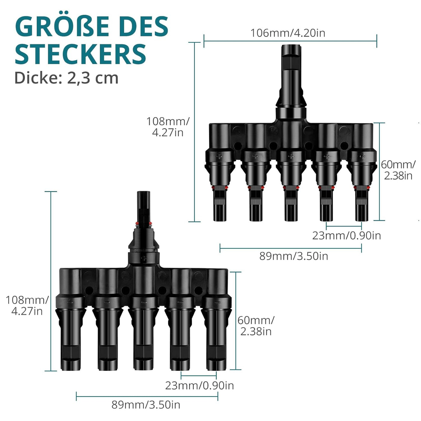 Connecteur 5 voies - prises de dérivation (ensemble) connecteur de câble MC4 mâle/femelle, connecteur de dérivation solaire pour connexion parallèle