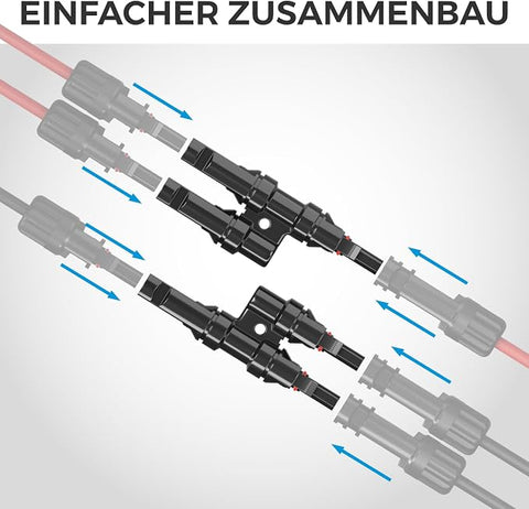 2-fach MC4 Solar-Abzweigverbinder – Parallelverbinder für 2 Solarmodule