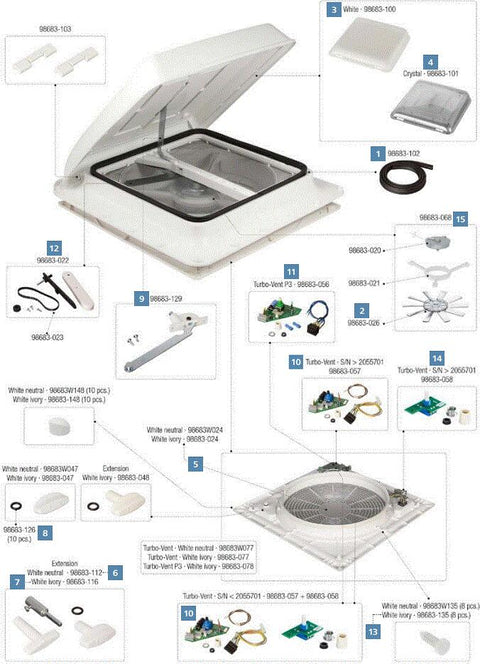 Fliegengitter - Fiamma Ersatzteil Nr. 98683-024 - für Turbo Vent