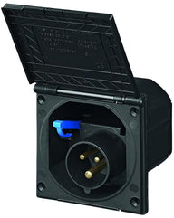 Fiche d'alimentation CEE Pro Plus – 16 A, 230 V, anthracite, avec couvercle à charnière et boîtier de protection