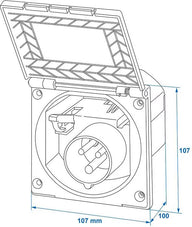 Fiche d'alimentation CEE Pro Plus – 16 A, 230 V, anthracite, avec couvercle à charnière et boîtier de protection