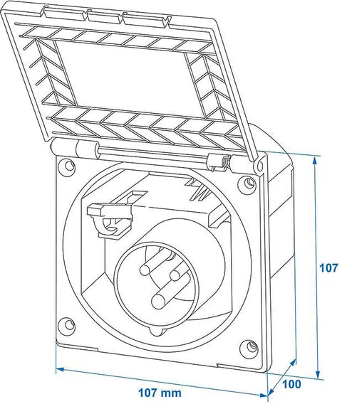 Presa CEE, rotonda, antracite