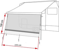 Paroi frontale Fiamma Sun View XL 260 pour VW T5, 250 cm, 190 cm de hauteur