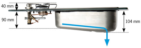 Combinazione piano cottura-lavello Vanstream - 1 fuoco con vetro di sicurezza