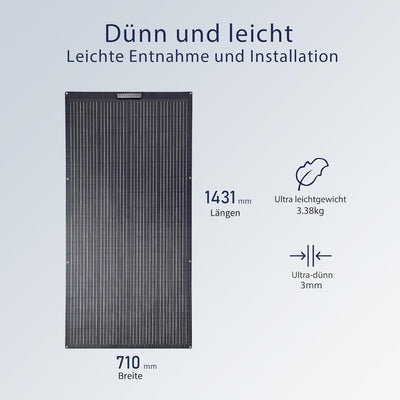 Flexibel Solarpanel 100 Watt /100W für 12V/ 24V Batterien/ Wohnwagen/ Wohnmobil/ Boote/ Camper