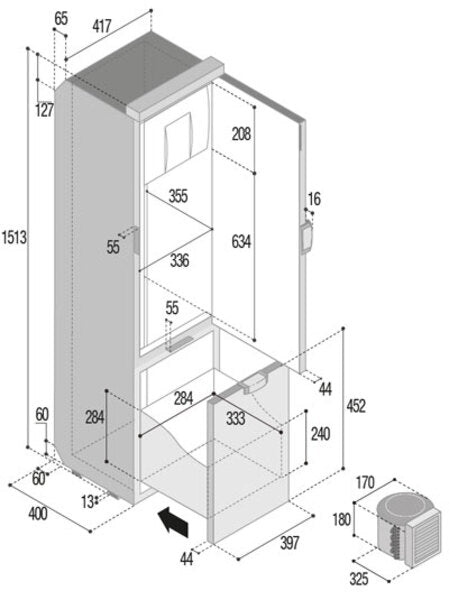 Kühlschrank SLIM 150 CHR - Schwarz