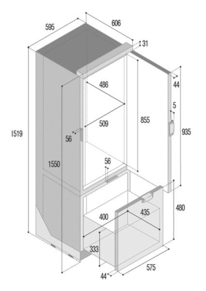 Kompressor-Kühlschrank Slim 250 CHR - 250 l - Schwarz