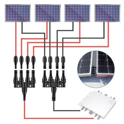 4-fach - Stecker - Abzweigbuchsen (Set) Solarcerteiler MC4 Männlich/Weiblich, Solar Abzweigverbinder für die Parallelschaltung