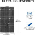 100W Solarpanel 18V, flexibles Modul, ultradünn 2,5 mm, ultraleicht 1,7 kg, Maße 970x530 mm