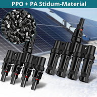Connecteur de dérivation solaire MC4 quadruple – 1 kit pour le branchement en parallèle de 4 panneaux solaires