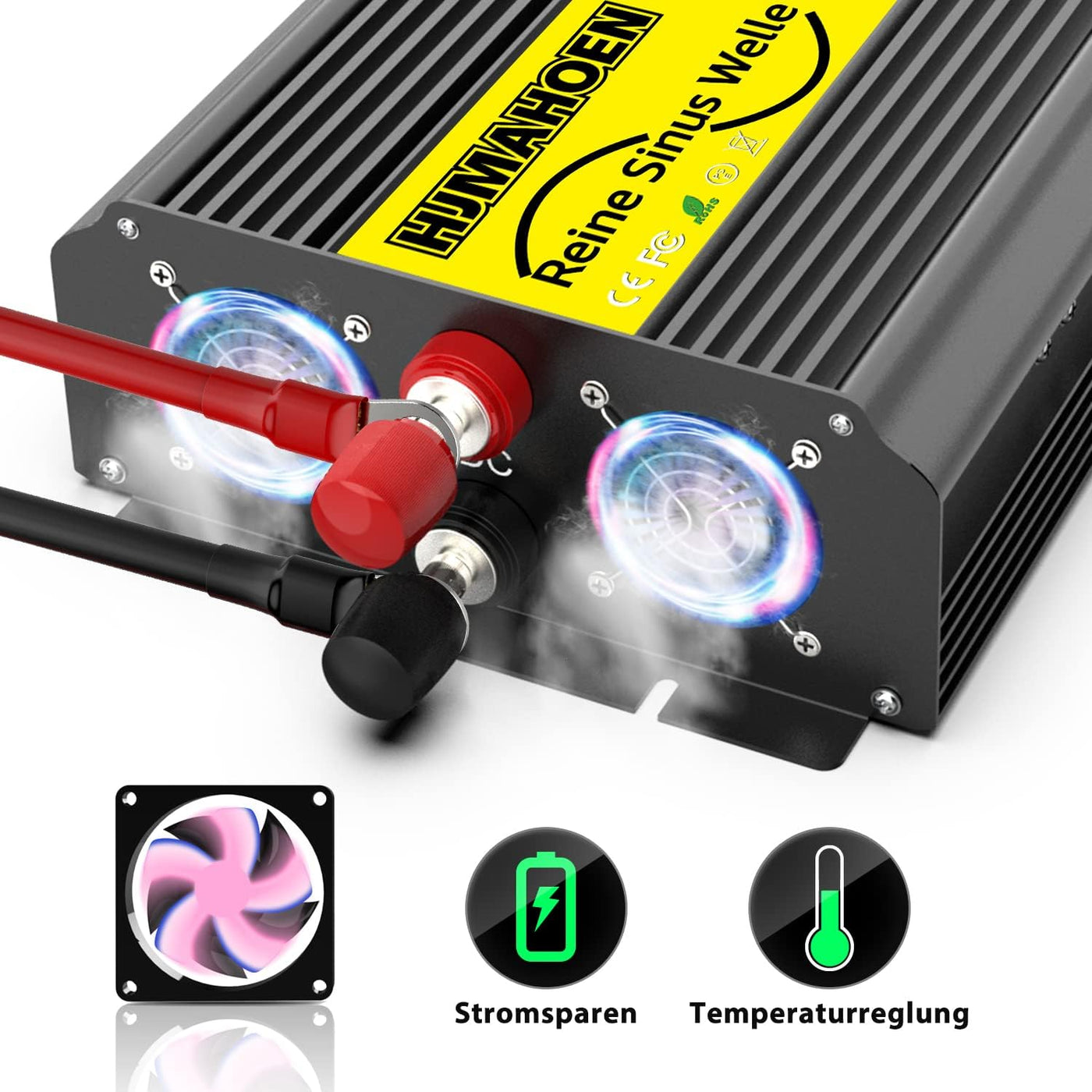 Onduleur / convertisseur de tension 1500 Watt onde sinusoïdale pure 12V à 230V mobil-home / caravane / bateau avec connexion USB