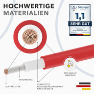 PV Solarkabel 6mm² - Meterware - UV-beständig - flexibel - Reines Kupfer 1500V ROT - PLUSLEITUNG