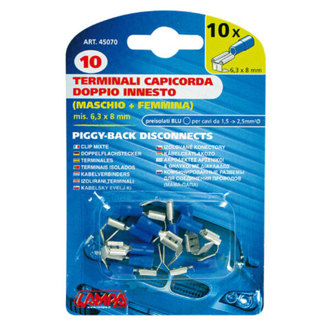 Doppel-Flachstecker blau