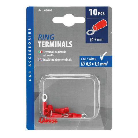Ringkabelschuh rot 5 mm für 0,5 bis 1,5 mm Drahtquerschnitt - 10er Set