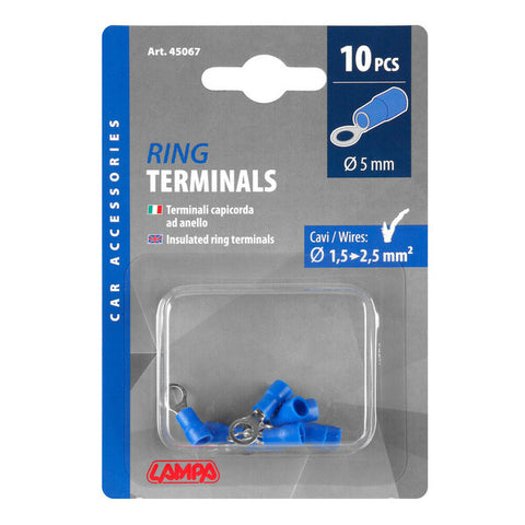 Ringkabelschuh blau 5 mm für 1,5 bis 2,5 mm Drahtquerschnitt - 10er Set