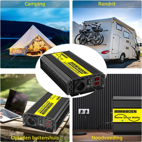 2000 Watt Wechselrichter / Spannungswandler reine Sinuswelle 12V auf 230V Wohnmobil / Wohnwagen / Boot mit USB-Anschluss