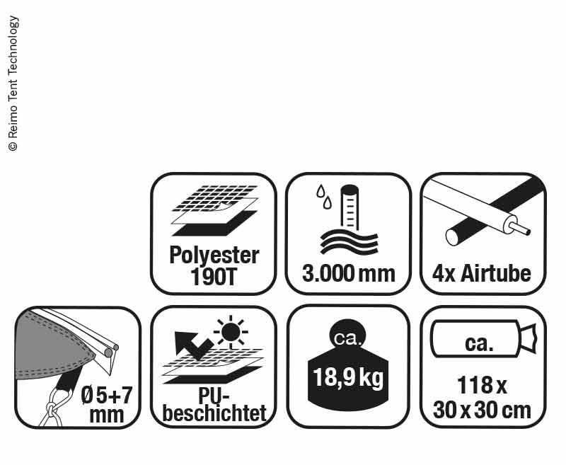 Luftvorzelt für Wohnmobile CASA AIR, hellgrau/d-grau, inkl.Luftpumpe