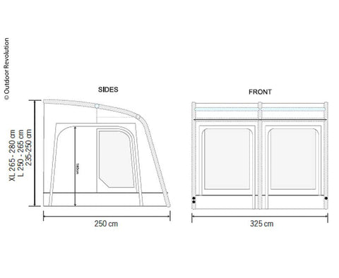 Aufblasbares Caravan Teilzelt E-Sport Air 325 L