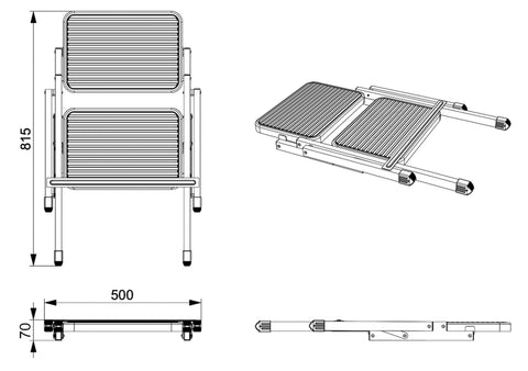 Marchepied pliable à deux marches en acier