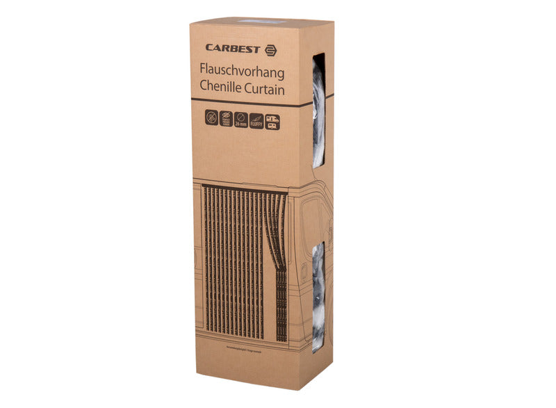 Carbest Chenille-Flauschvorhang 56x205cm, Weiß/Grau