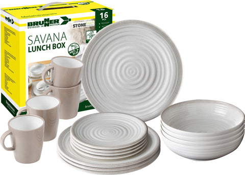 Set di stoviglie in melamina Savana - 16 pezzi - Per 4 persone
