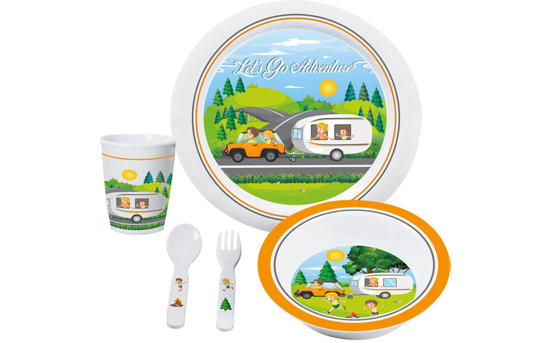 Brunner LET'S GO ADVENTURE Melamin-Kindergeschirr-Set, 5-teilig