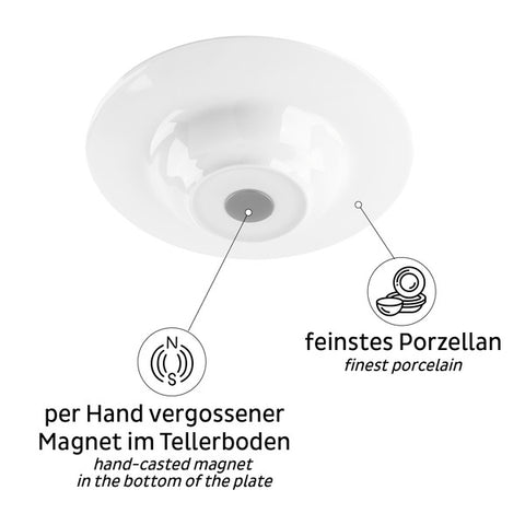 Assiette magnétique en porcelaine Silwy, lot de 2