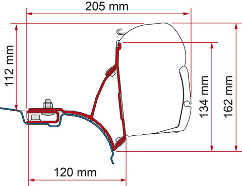 Fiamma Adapter F45 für VW T5/T6 Transporter Multivan - Silber - Rechtslenker