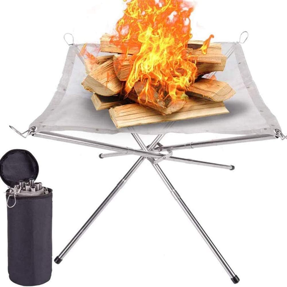 Tragbare Feuerstelle für den Außenbereich, 41 cm, Camping-Feuerstelle, faltbar, Stahlgeflecht, Feuerstelle für Camping, Outdoor, Terrasse, Garten