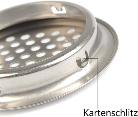 Lüftungsgitter Edelstahl Rund Lüftungsloch Belüftungsgitter Rund-Silber für Wohnmobil/Badezimmer/Küche usw.