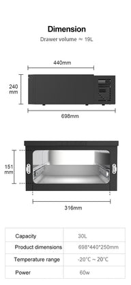 Compresseur - Tiroir réfrigéré 12V Volume 30L