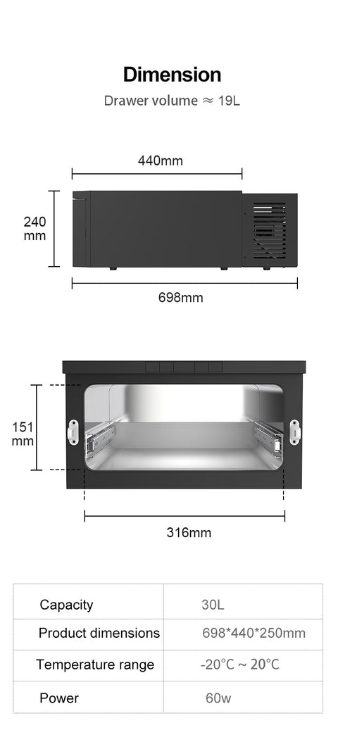 Compresseur - Tiroir réfrigéré 12V Volume 30L