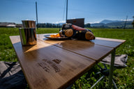 Campingtisch, Bambus, faltbar, Beine alufarbig, 100 x 65 cm
