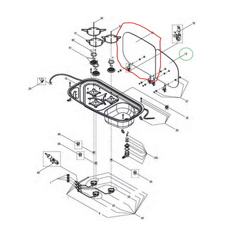 Dometic Glasabdeckung links für Kocher-Spülen-Kombination K-840x436-DF – Ersatzteil 105313753