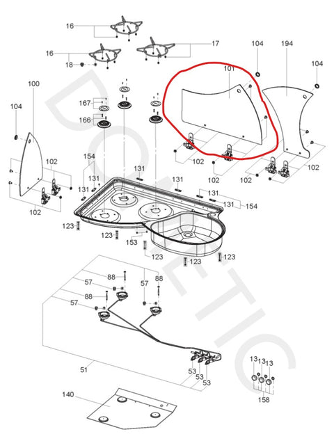 DOMETIC Kocher-Glasabdeckung, Teile-Nr. 407144921