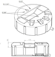 Wassertank rund für Reserveradkasten, Reserveradmulde – 53 Liter