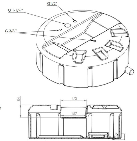 Wassertank rund für Reserveradkasten, Reserveradmulde – 53 Liter