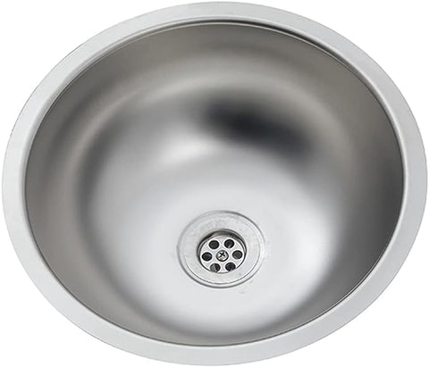 Lavello rotondo, lavello in acciaio inox, lavello da campeggio, lavello da incasso, lavello da appoggio, lavello da cucina - diametro 34 cm 