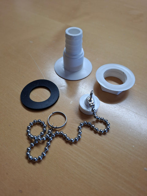 Wasserablaufgarnitur gerade mit 3/4-Zoll-Schlauchanschluss – für 19 mm Ablauföffnung