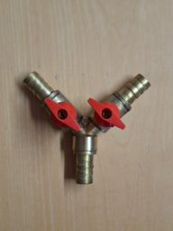 Y-Schlauchverteiler 10 mm mit 2 Absperrhähnen – 3-Wege-Schlauchverbinder