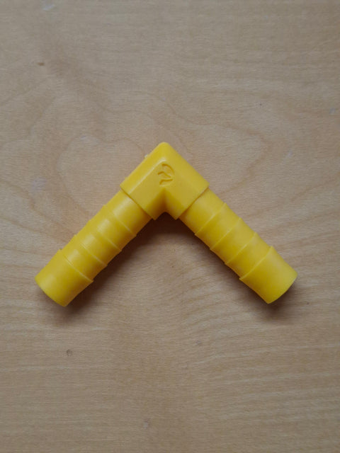 Raccordo angolare a 90° per tubo dell'acqua da 10 mm – Bianco e giallo
