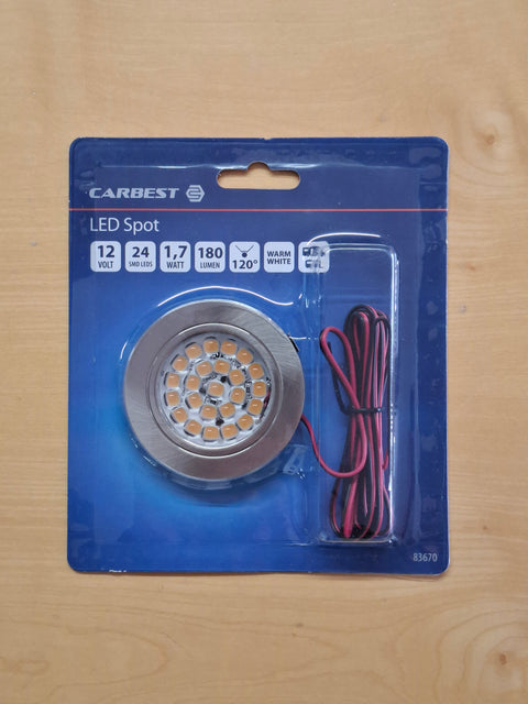 Carbest Edelstahl LED-Einbauspot – 12 V, 24 LEDs, 180 lm, Warmweiss