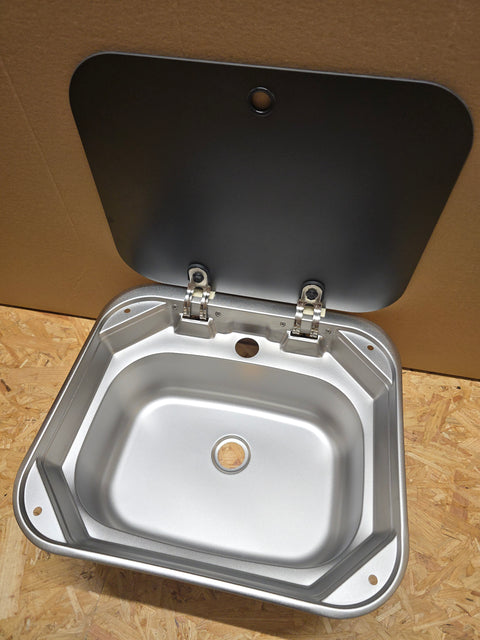 Waschbecken / Lavabo / Spülbecken / Spüle / Brünneli - Edelstahl, mit Glasabdeckung, Carbest