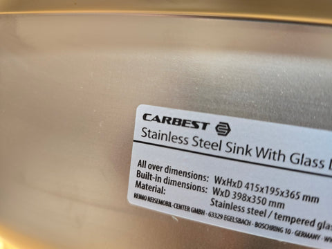 Waschbecken / Lavabo / Spülbecken / Spüle / Brünneli - Edelstahl, mit Glasabdeckung, Carbest