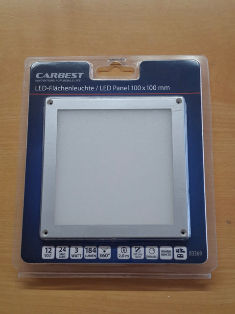 Carbest LED-Deckenleuchte 100 × 100 mm – 12 V, 3 W, 140 lm, dimmbar