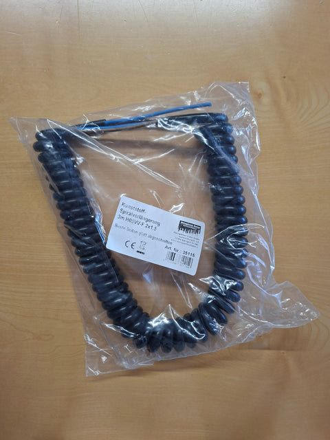 Spiralkabel 2 × 1,5 mm², 3 m – Schwarz, für Solaranlage an Aufstelldach, Hubdach & Schlafdach