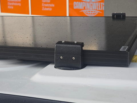 Halterung / Seitenhalter / Solarpanel: Montage-Set für Solarpanels mit 18-40 mm Alu-Rahmenstärke, schwarz (Montagepaket Balkonhalterung, Balkonhalterung Solarpanel, Befestigungsschiene)