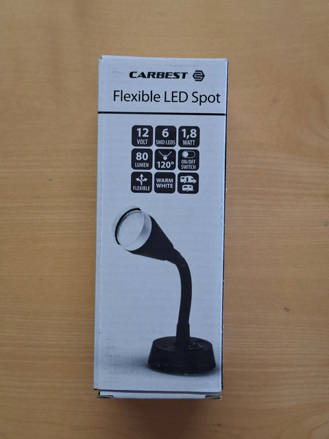 LED Spot 12 V mit Flexarm und Glasschirm – 80 lm, Warmweiss