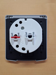 Presa esterna universale 12 V per veranda con 2 attacchi SAT e chiusura magnetica – Grigio chiaro